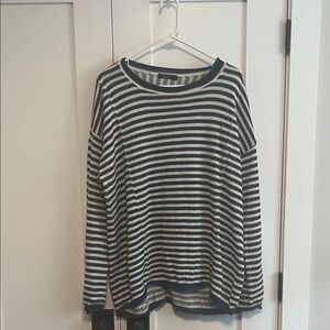 Striped Navy and White Women's Crew Neck Sweater
